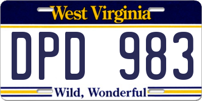 WV license plate DPD983