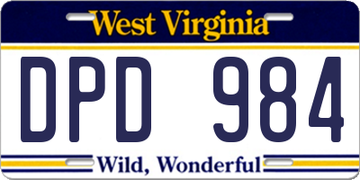 WV license plate DPD984