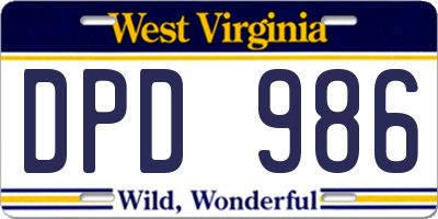 WV license plate DPD986
