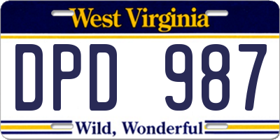 WV license plate DPD987