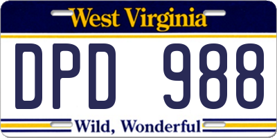 WV license plate DPD988