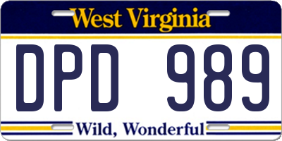 WV license plate DPD989