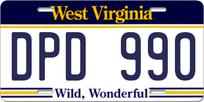 WV license plate DPD990