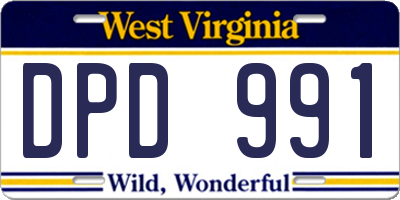 WV license plate DPD991
