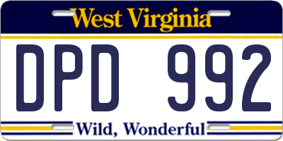 WV license plate DPD992