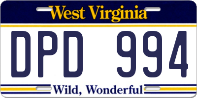 WV license plate DPD994