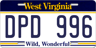 WV license plate DPD996