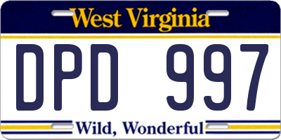 WV license plate DPD997