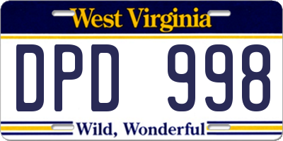 WV license plate DPD998