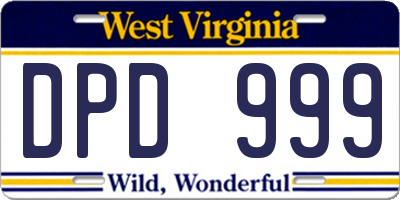 WV license plate DPD999