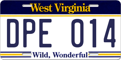 WV license plate DPE014