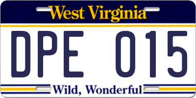 WV license plate DPE015
