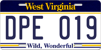 WV license plate DPE019