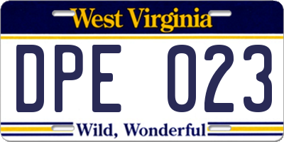 WV license plate DPE023
