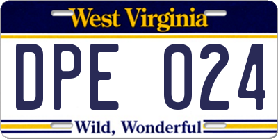 WV license plate DPE024
