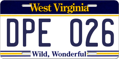 WV license plate DPE026