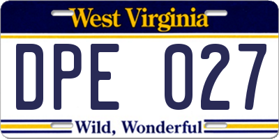 WV license plate DPE027