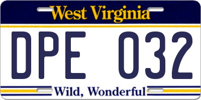 WV license plate DPE032