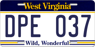 WV license plate DPE037