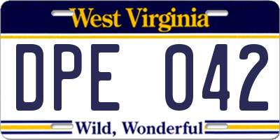 WV license plate DPE042