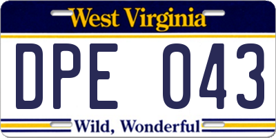 WV license plate DPE043