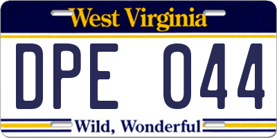 WV license plate DPE044