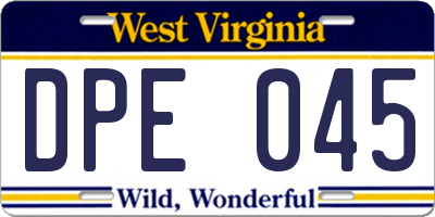 WV license plate DPE045