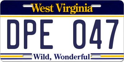 WV license plate DPE047
