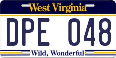 WV license plate DPE048