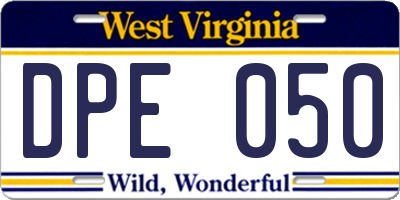 WV license plate DPE050