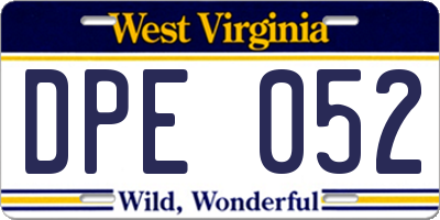WV license plate DPE052