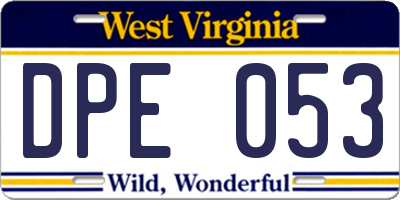WV license plate DPE053