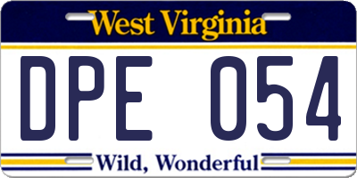 WV license plate DPE054