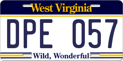 WV license plate DPE057