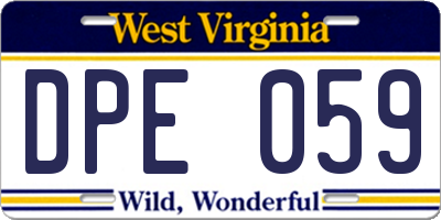 WV license plate DPE059