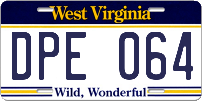 WV license plate DPE064