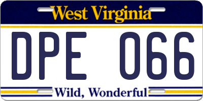 WV license plate DPE066