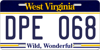 WV license plate DPE068