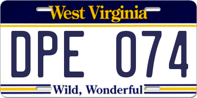 WV license plate DPE074