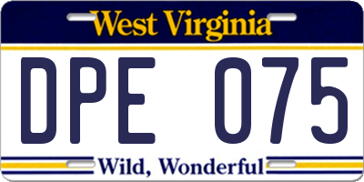 WV license plate DPE075