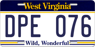 WV license plate DPE076