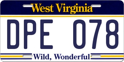 WV license plate DPE078