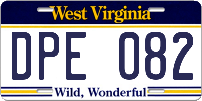 WV license plate DPE082