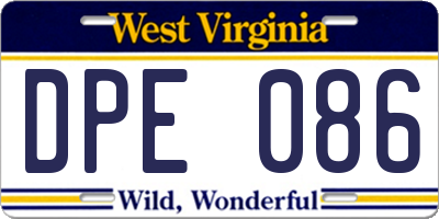 WV license plate DPE086