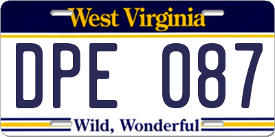 WV license plate DPE087