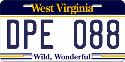 WV license plate DPE088