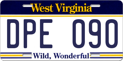 WV license plate DPE090