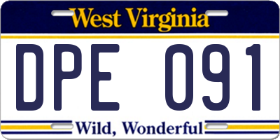 WV license plate DPE091