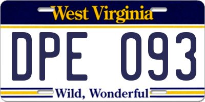 WV license plate DPE093