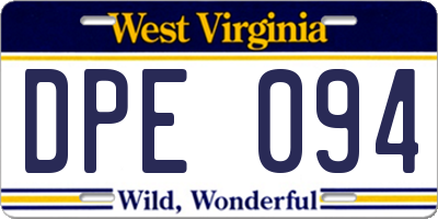 WV license plate DPE094